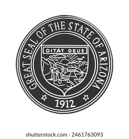 State Seal Icon Silhouette Illustration. Arizona Vector Graphic Pictogram Symbol Clip Art. Doodle Sketch Black Sign.