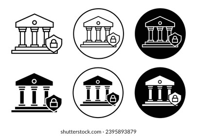 State Security icon. government or parliament building security system symbol set. Federal bank center or state administration office security service vector line logo