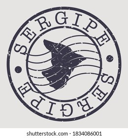 State of Sergipe, Brazil Map Postmark. Silhouette Postal Passport. Stamp Round Vector Icon. Vintage Postage Design.