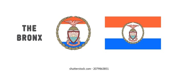 State signs of the Bronx. Badges of the Bronx. The Bronx flag. Vector illustration