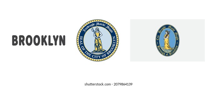 State signs of Brooklyn. Badges of Brooklyn. Brooklyn flag. Vector illustration