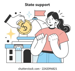 State support of small business. Positive aspect about starting and developing a new start-up, local business. Independent business potential for growth. Flat Vector Illustration