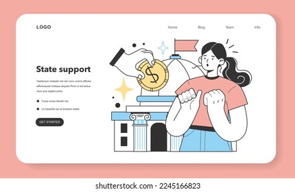 State support of small business web banner or landing page. Positive aspect about starting and developing a local business. Independent business potential for growth. Flat Vector Illustration