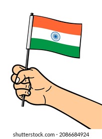 The state symbol of the flag of India, isolated on a white background. National flag in hand. Vector illustration