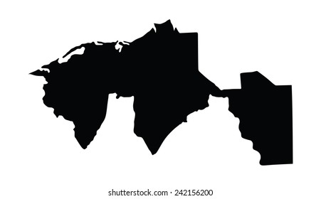 State Tabasco vector map silhouette, Mexico province map isolated on white background. High detailed silhouette illustration.