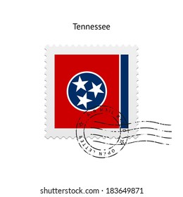 State of Tennessee flag postage stamp on white background. Vector illustration.