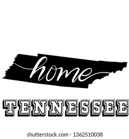 state of Tennessee silhouette with home hand lettering