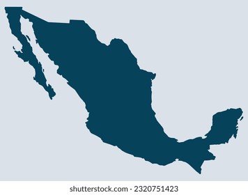 Territorio del Estado de México silueta monocroma con fronteras nacionales de México para diseño de mapas políticos o ilustración vectorial de banderas