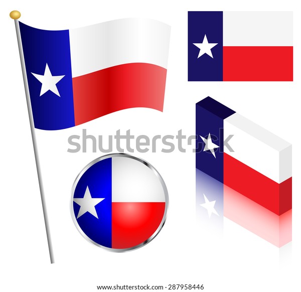 State Texas Flag On Pole Badge Stock Vector (Royalty Free) 287958446