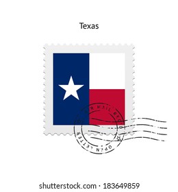 State of Texas flag postage stamp on white background. Vector illustration.