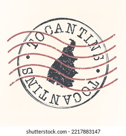 State of Tocantins, Brazil Stamp Map Postal. Silhouette. Passport Round Design. Vector Icon. Design Retro Travel National Symbol.