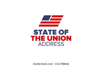 State of the Union Address in United States. Annual deliver from the President of the US address to Congress. Speech President. Patriotic american elements. Poster, card, banner, background. Vector