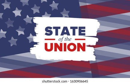 State of the Union Address in United States. Annual deliver from the President of the US address to Congress. Speech President. Patriotic american elements. Poster, card, banner, background. Vector