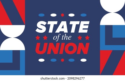 State of the Union Address in United States. Annual deliver from the President of the US address to Congress. Speech President. Patriotic american elements. Poster, card, banner, background. Vector