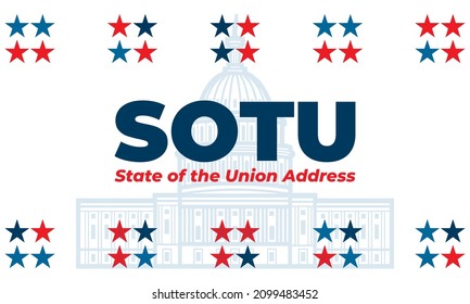 State Of The Union In United States. Annual Message Deliver By The President Of The US To A Joint Session Of The US Congress Each Calendar Year. Vector EPS 10.