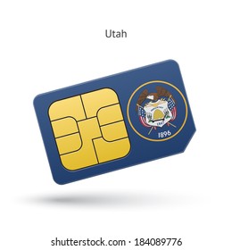 State of Utah phone sim card with flag. Vector illustration.