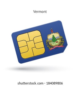 State of Vermont phone sim card with flag. Vector illustration.