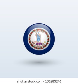 State of Virginia flag circle form on gray background. Vector illustration.
