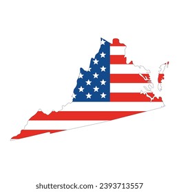 State of Virginia with USA flag, VA. USA map