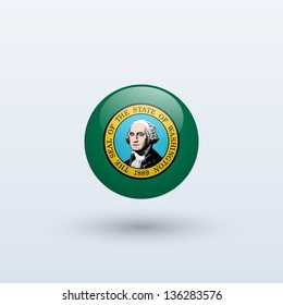 State of Washington flag circle form on gray background. Vector illustration.
