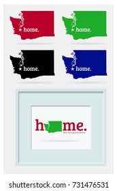 State of Washington Map collection with word - home