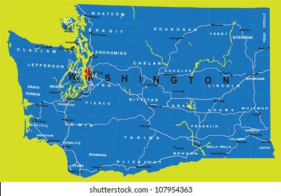 State of Washington political map