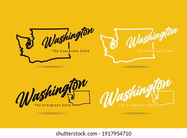 State of Washington USA map,  nickname The Evergreen State, logo design concept, vector eps.
