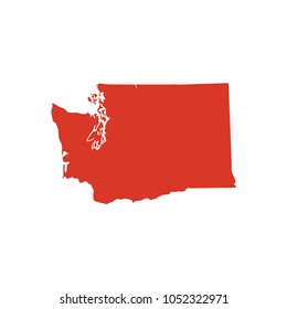State of Washington vector map silhouette. Outline WA state shape icon or contour map of the Washington.