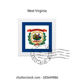 State of West Virginia flag postage stamp on white background. Vector illustration.