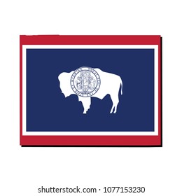 State of Wyoming flag inside the map