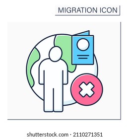 Stateless Person Color Icon. Statelessness. Not Considered As National By Any State.Migration Concept. Isolated Vector Illustration