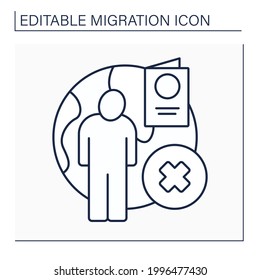 Stateless Person Line Icon. Statelessness. Not Considered As National By Any State.Migration Concept. Isolated Vector Illustration. Editable Stroke