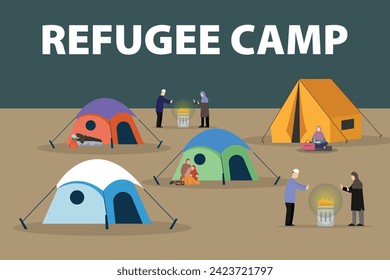 Stateless refugees asylum flat 2d vector illustration