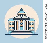 Stately building with classical facade flat design Illustration