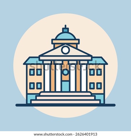 Stately building with classical facade flat design Illustration