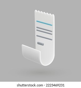 Statement or bill with printed out information. Isolated piece of paper, document with financial data. To do list organizer. Vector in three dimensional 3d style