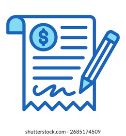 Icono de declaración Ilustración vectorial azul