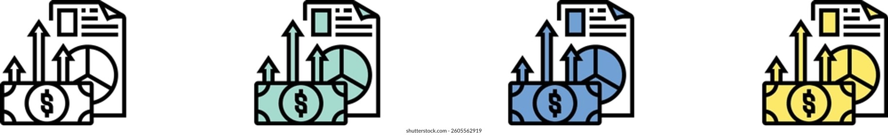 statement icon. Outline, Green, Blue and Yellow Style Design Isolated On White Background