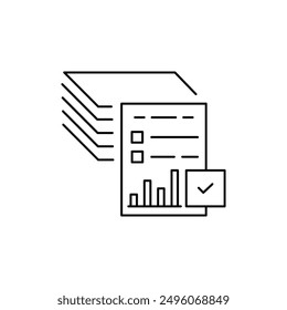 statement review or thin line business report icon. simple linear trend graphic stroke design logotype web lineart element isolated on white. concept of