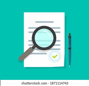 Statement terms document audit review vector flat, analysis inspection of agreement contract, compliance verification paper sheet page, evaluation or assessment of legal business text report 