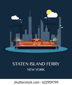 Staten Island Ferry.Vector Illustration.