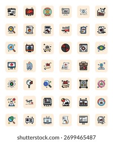 State-of-the-art bundle featuring 42 Pixel Aligned vector icons inspired by Business Intelligence, created in LineFilled format at 256x256 for next-generation interfaces.