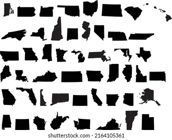 States America Usa Outline States All Stock Vector (Royalty Free ...