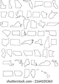 States America Usa Outline States All Stock Vector (Royalty Free ...