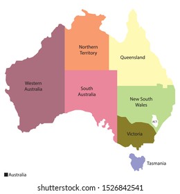 States of Australia Map Vector