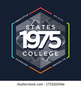 STATES COLLEGE typography t shirt vector