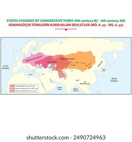 States founded by nomadic Turks. Vector illustration.