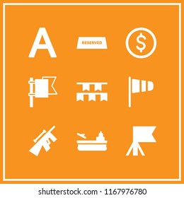 states icon. 9 states vector set. flags, aircraft carrier, dollar coin and sniper icons for web and design about states theme