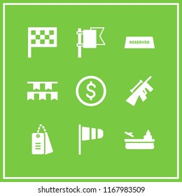 states icon. 9 states vector set. sniper, wind flag, flags and dog tags military icons for web and design about states theme