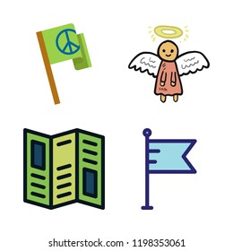 states icon set. vector set about angel, flag and road map icons set.